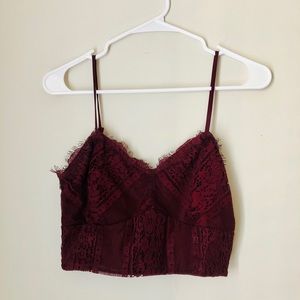 Maroon Lace Crop Top